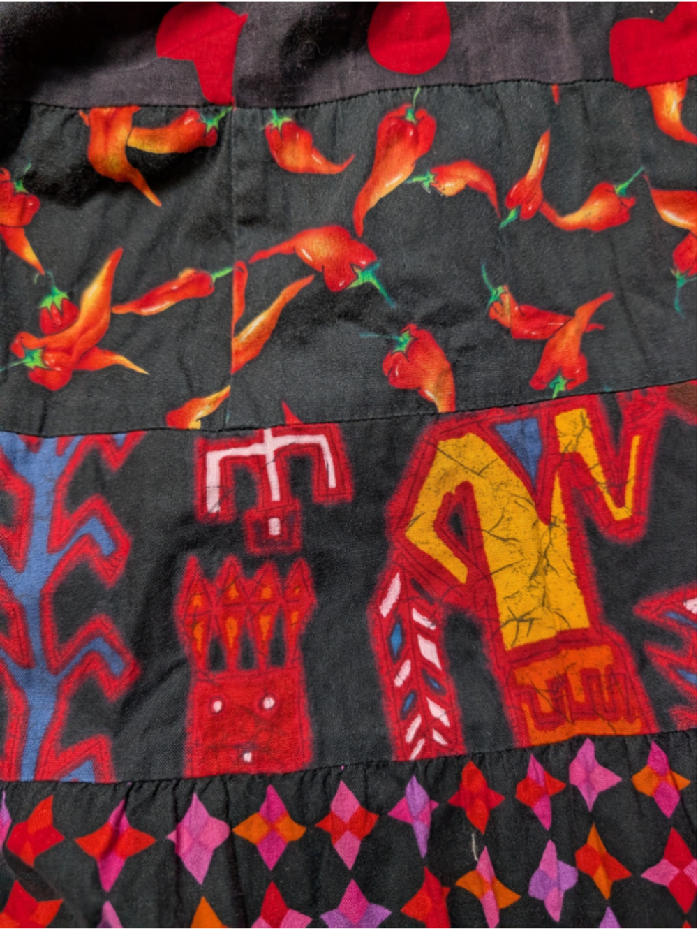Vintage Anna Konya Patchwork Tiered Maxi Skirt One Size Dark Boho Festival 90s - Picture 6 of 14
